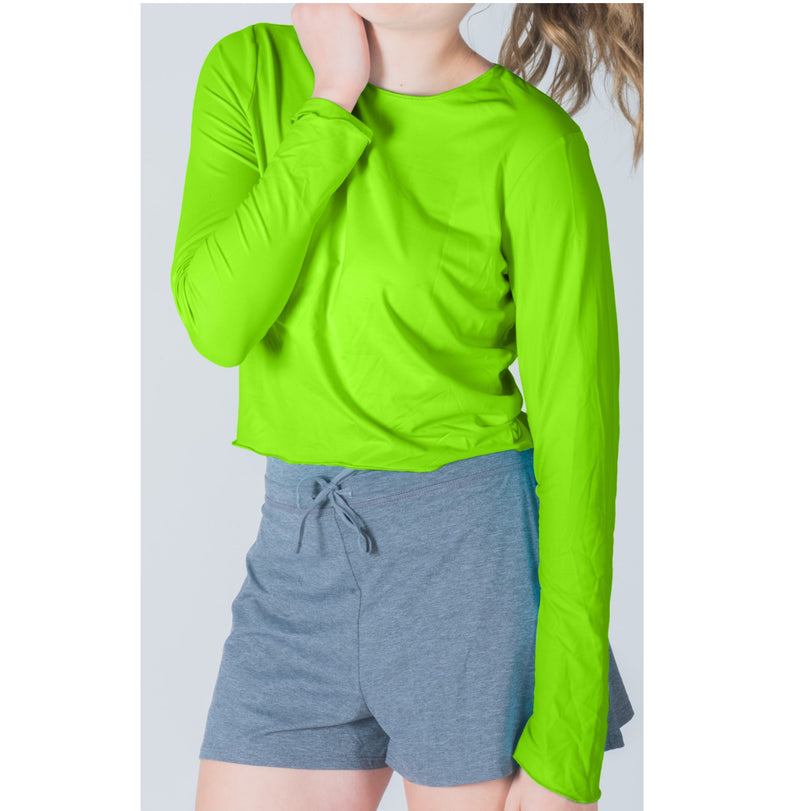 Crop Top-Hand and Neck Sun  Protector - Neon Green